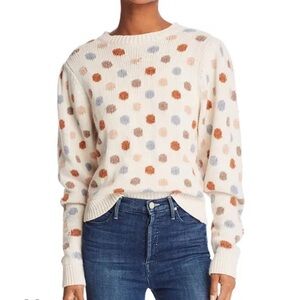 La Vie Rebecca Taylor Cream Jacquard Dot Sweater Small